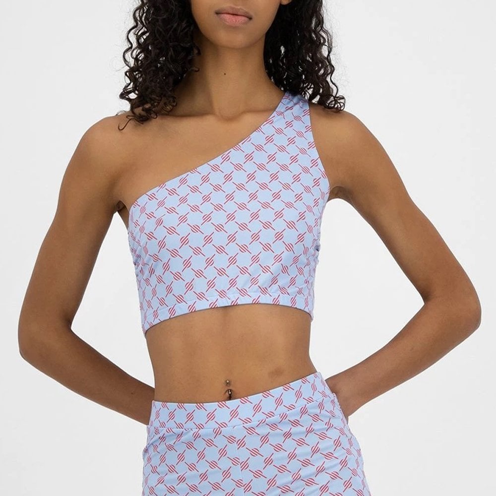 Keyonna Top - Blue / Red Monogram