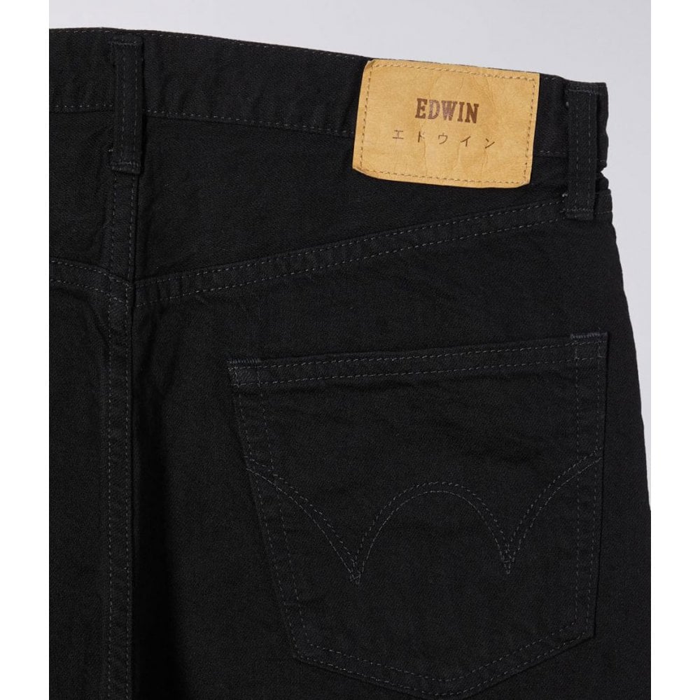 Loose Straight Jeans, 11oz Kaihara Purple x White Selvage - Black Rinsed