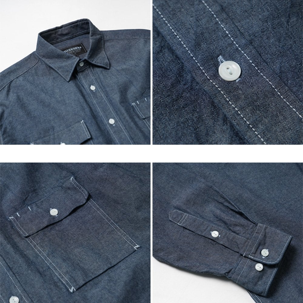 Cigarette Pocket Chambray Shirt - Indigo