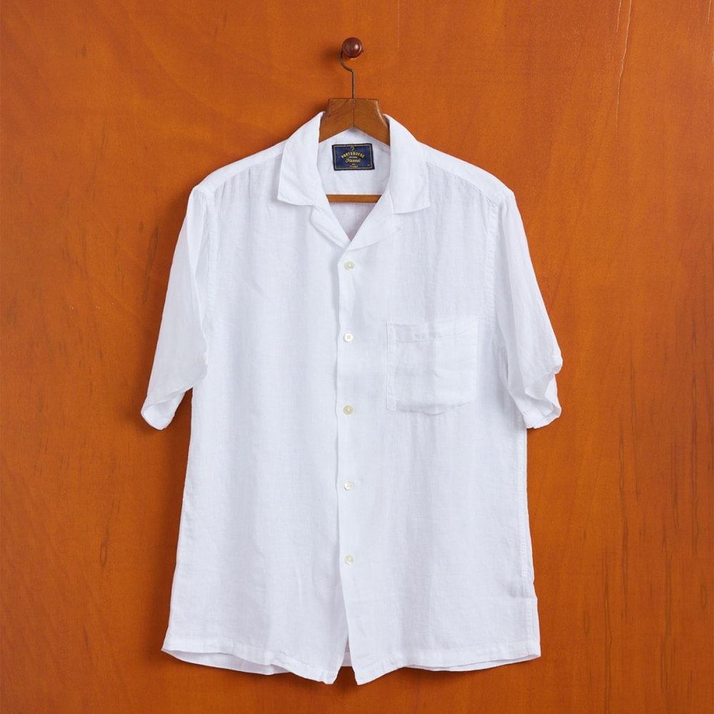 Linen Camp Collar Shirt 25 - White
