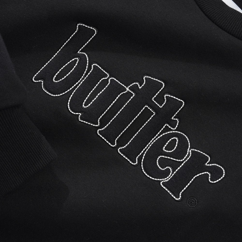 Fleece Applique Crewneck - Black