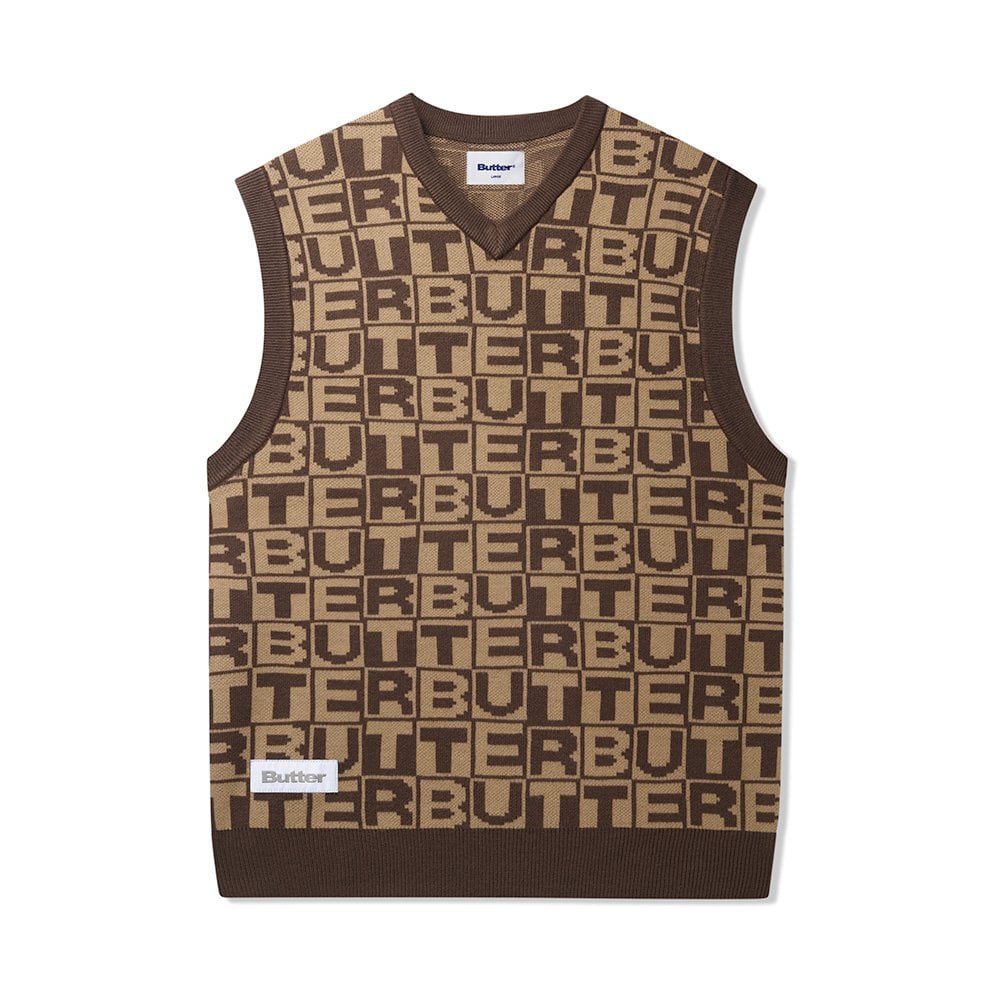 Tiles Knitted Vest - Brown