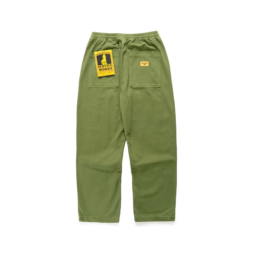 Herringbone Chef Pants - Pesto