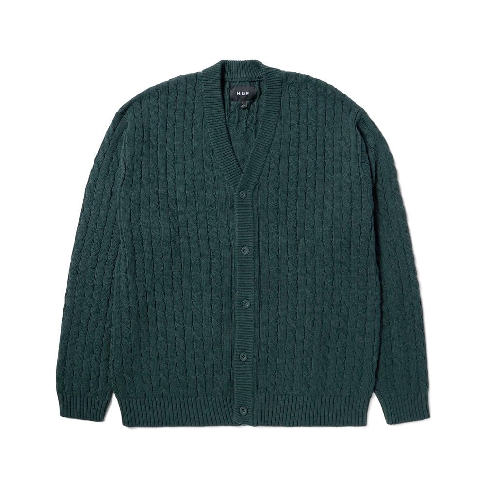 Triple Triangle Jacquard Cardigan - Hunter Green