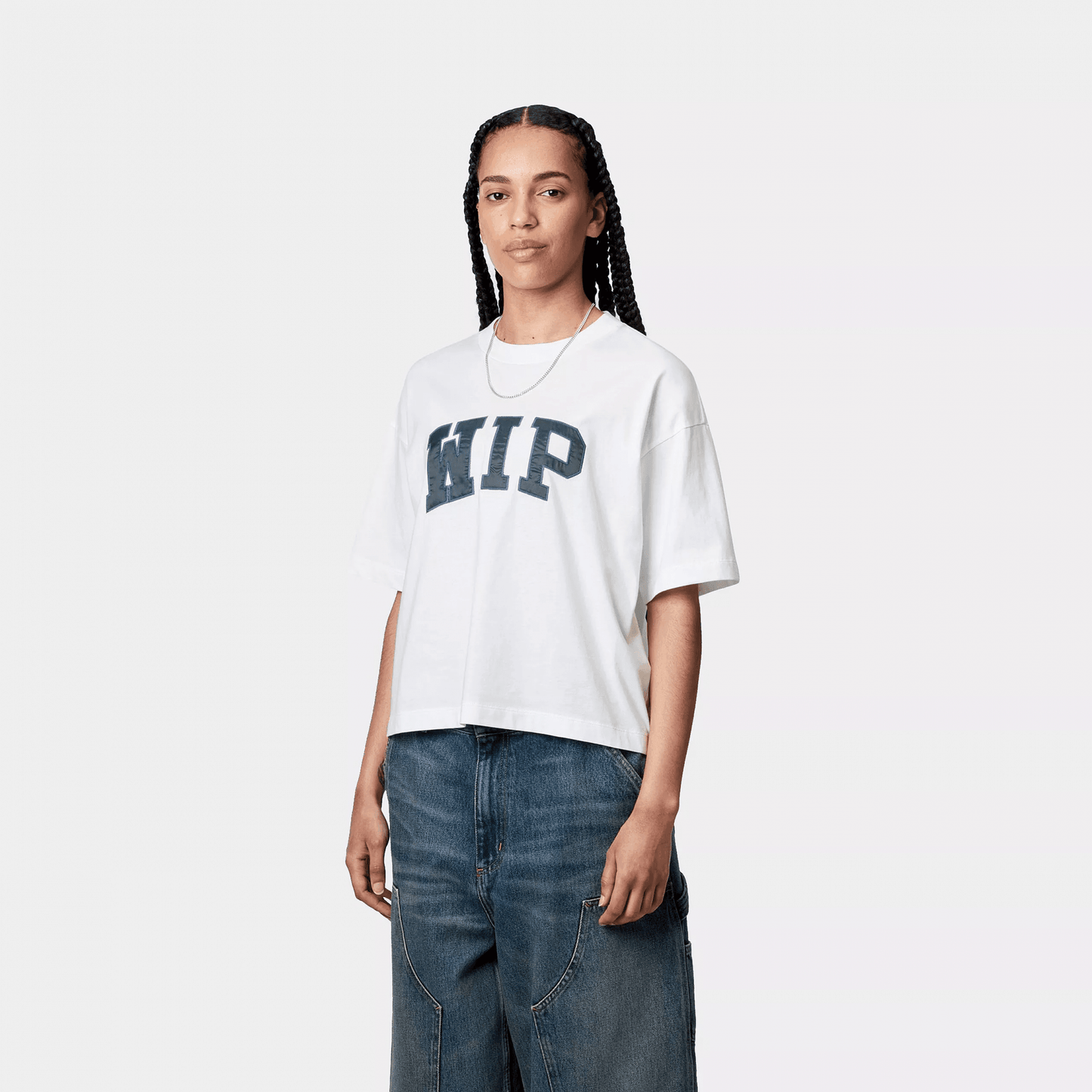 W' S/S WIP T-Shirt - White / Dusky Blue