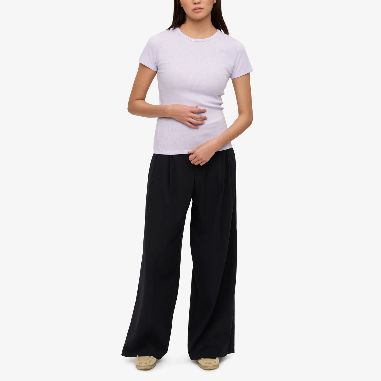 Women's Organic Rib S/S Tee - Soft Lavender