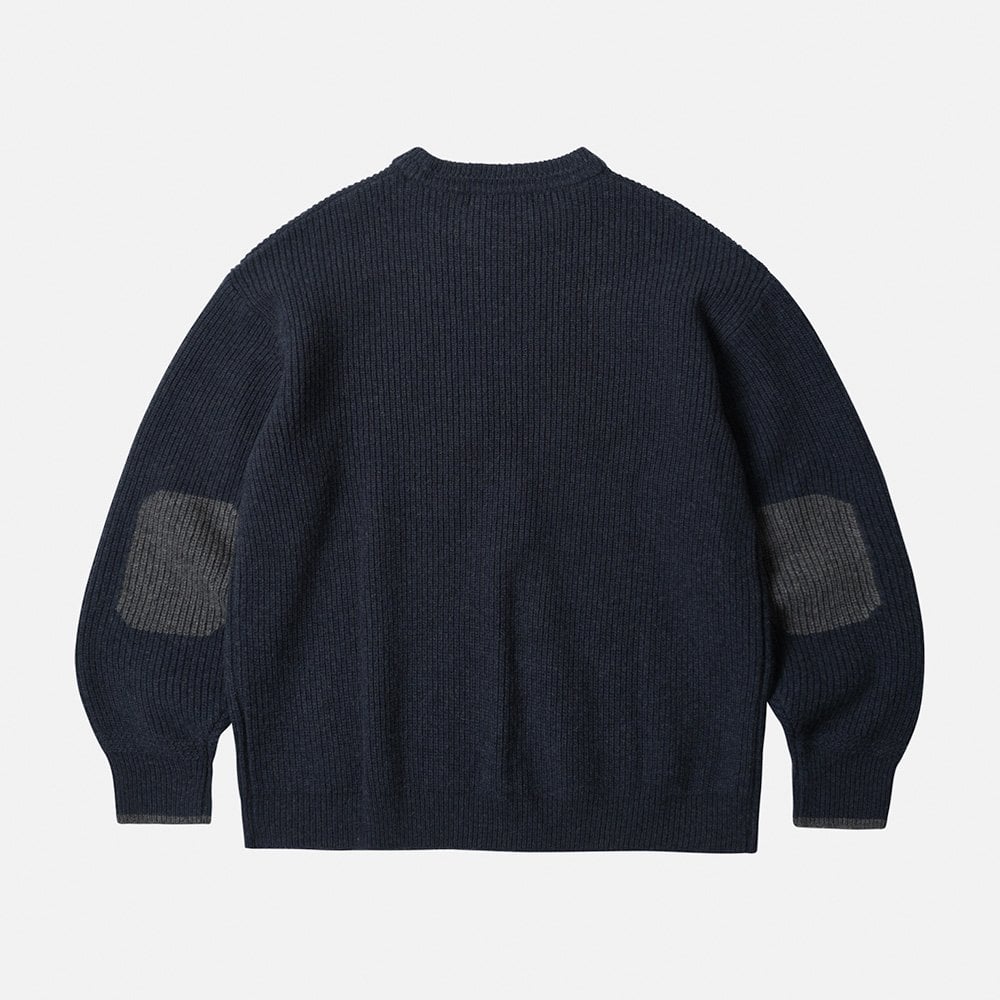 Patch Round Pullover Knit - Navy