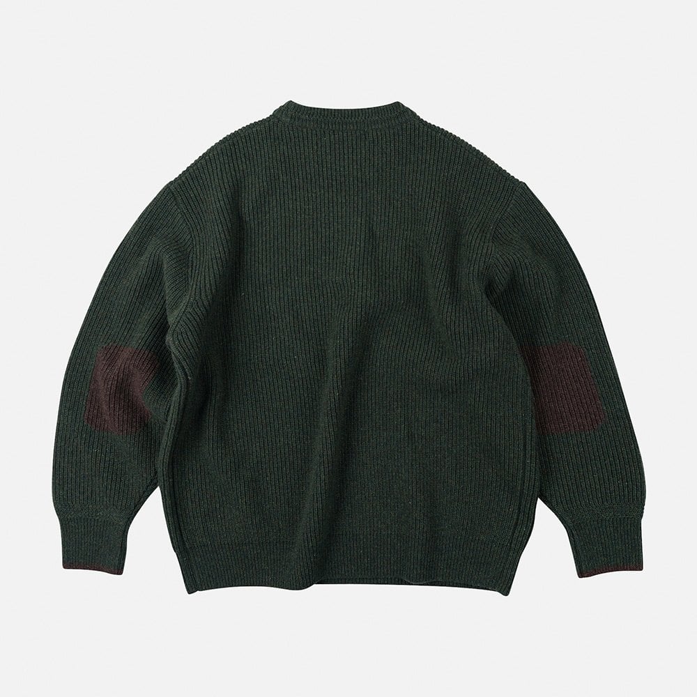 Patch Round Pullover Knit - Forest Green