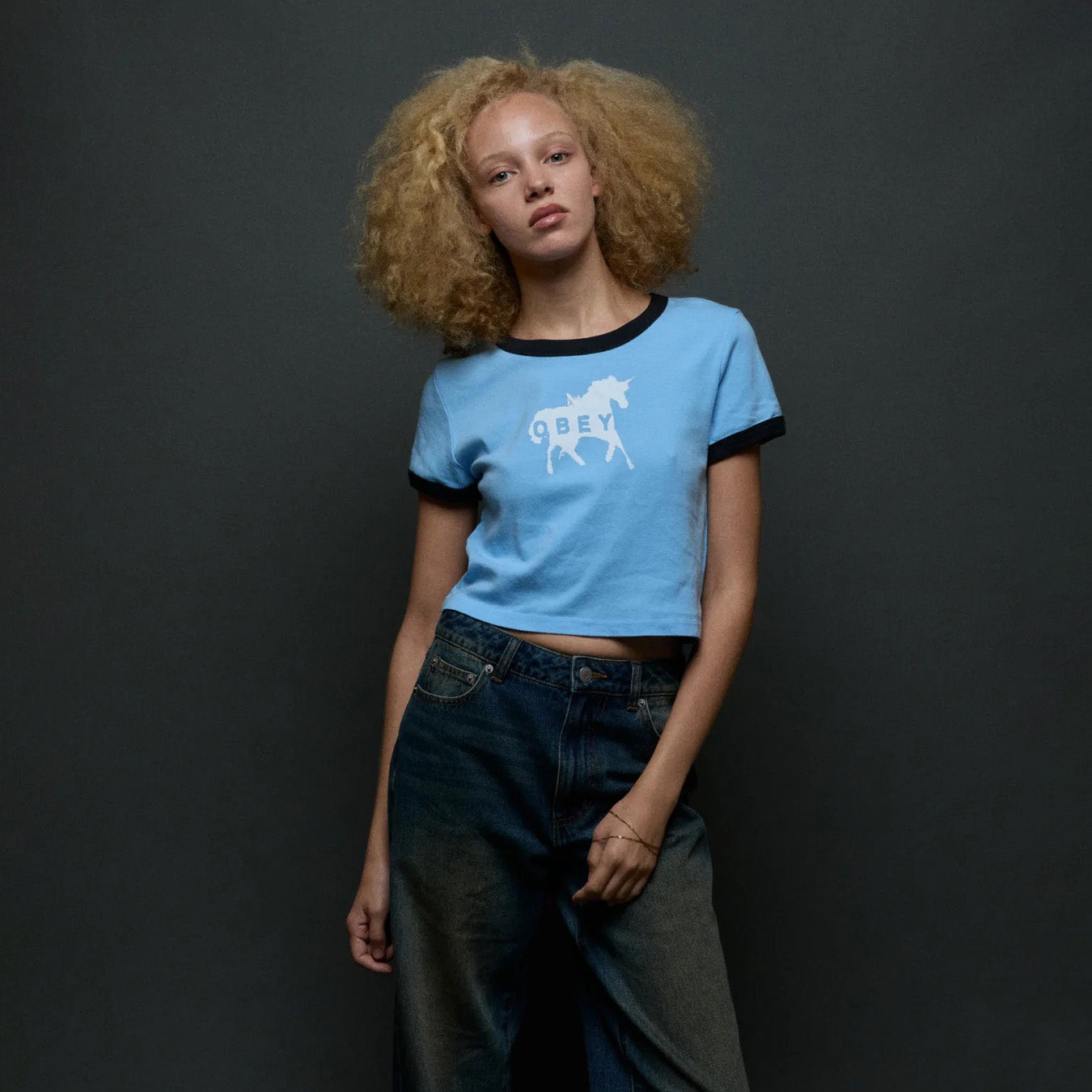 Unicorn Ringer Tee - Blue Bell