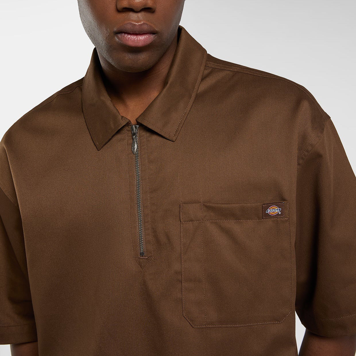 Cadiz Quarter Zip SS Shirt - Timber Brown