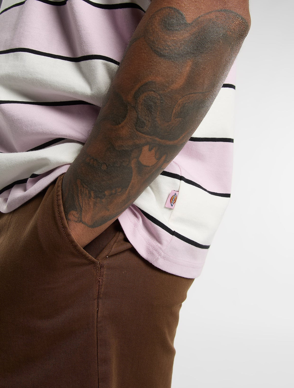 Embroidery Stripe SS Tee - Ecru