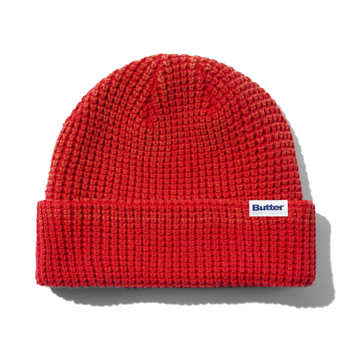 Distress Waffle Beanie - Red