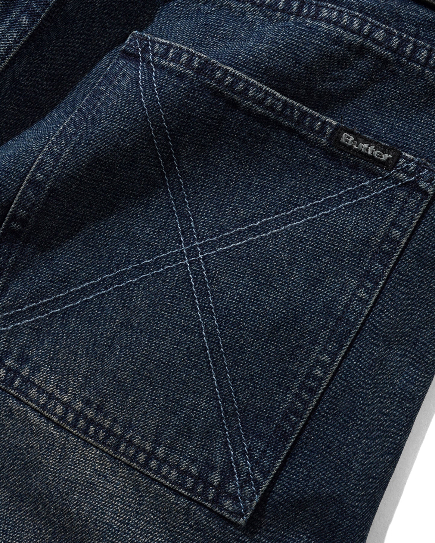 Distressed Big Denim Shorts - Washed Dark Blue