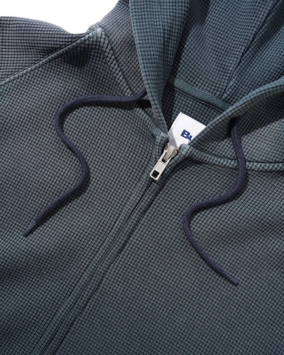 Faded Waffle Zip-Thru Hood - Washed Black