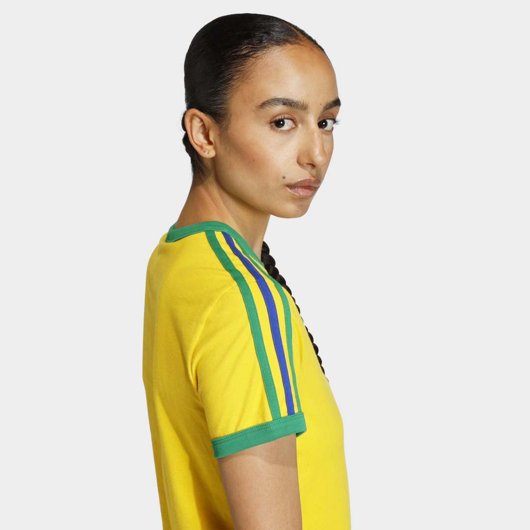W' 3 Stripes Slim T-Shirt - Eqt Yellow / Green / Collegiate Royal Blue