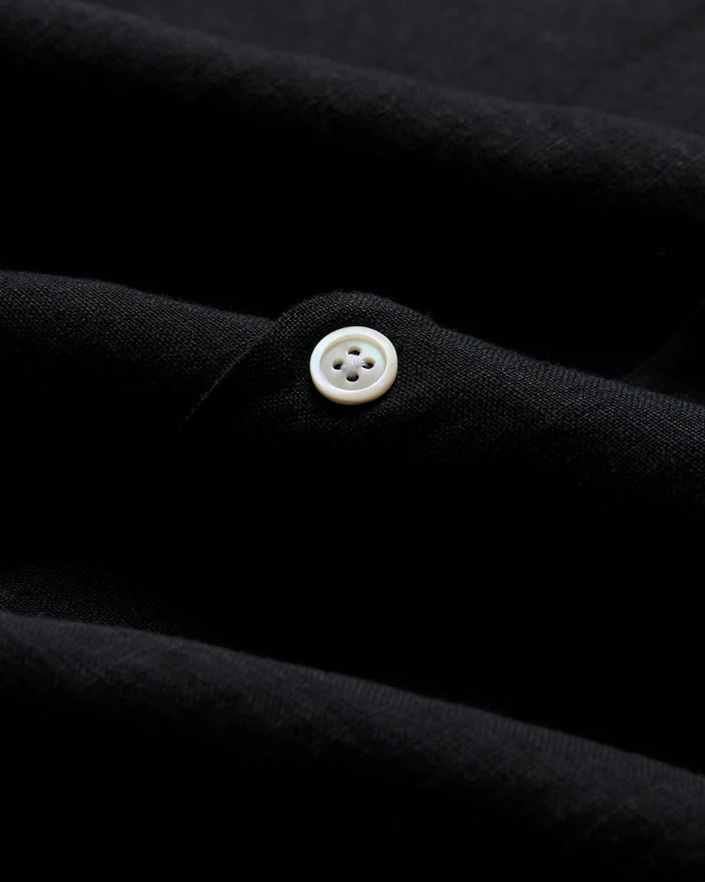 Linen Camp Collar Shirt - Black