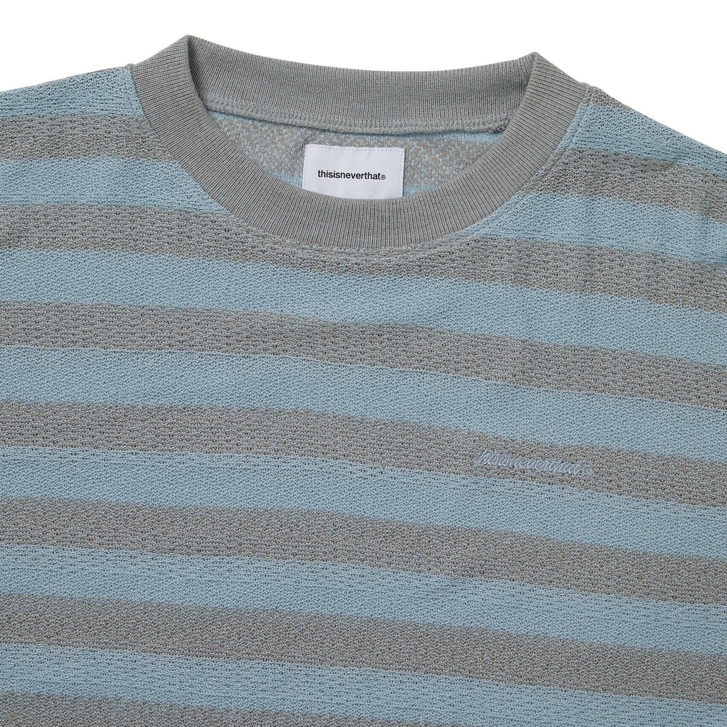 Women's Mesh Striped W Crewneck - Sky Blue