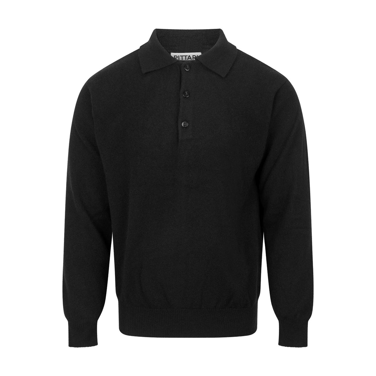 Polo L/S Lambswool Sweater - Black