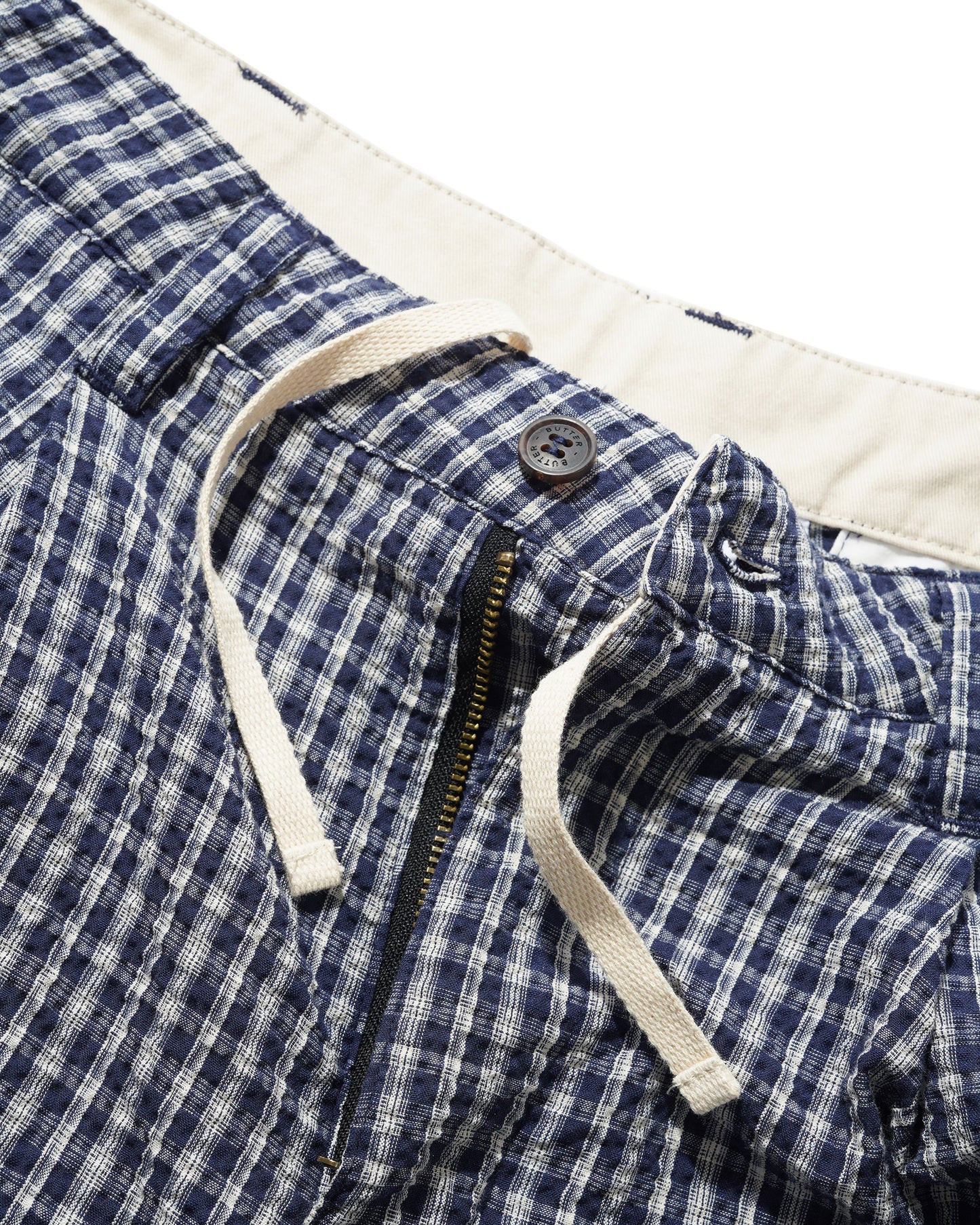 Pleated Shorts - Navy Plaid
