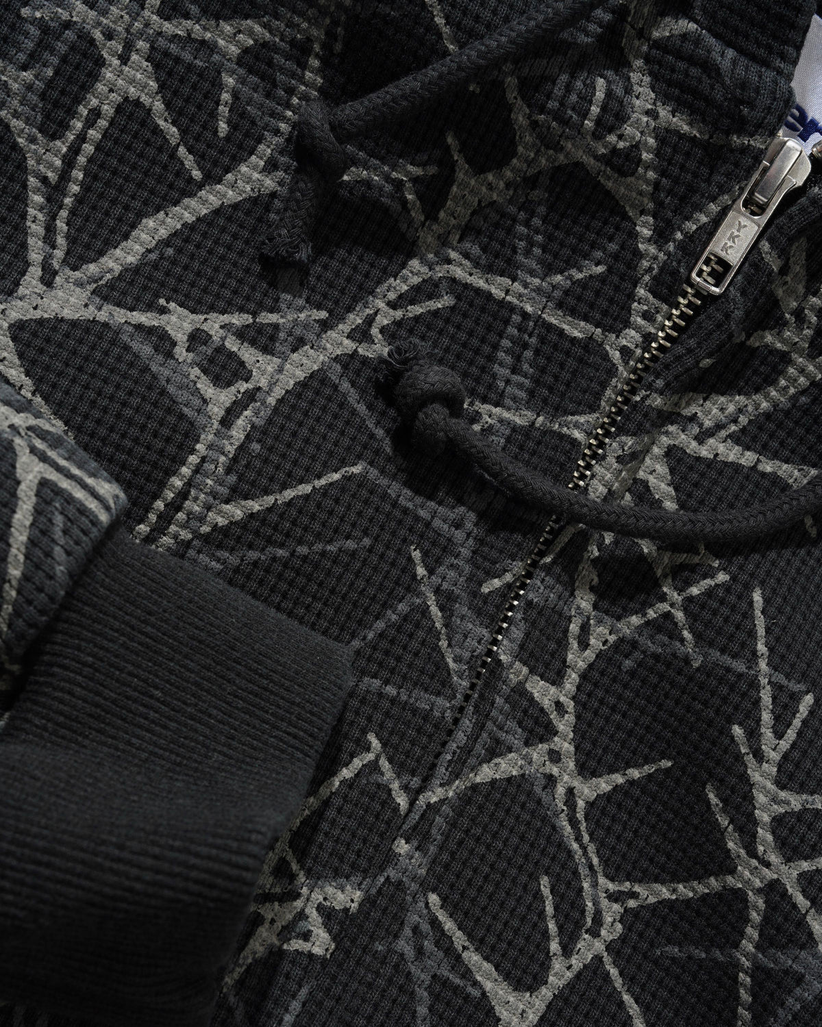 Thorn Camo Waffle Zip-Thru Hood - Black