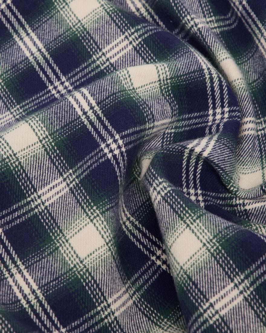 Work Shirt LS - Navy / Green (Garment Washed)