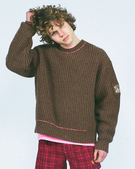 Chunky Knit Classic Jumper - Brown