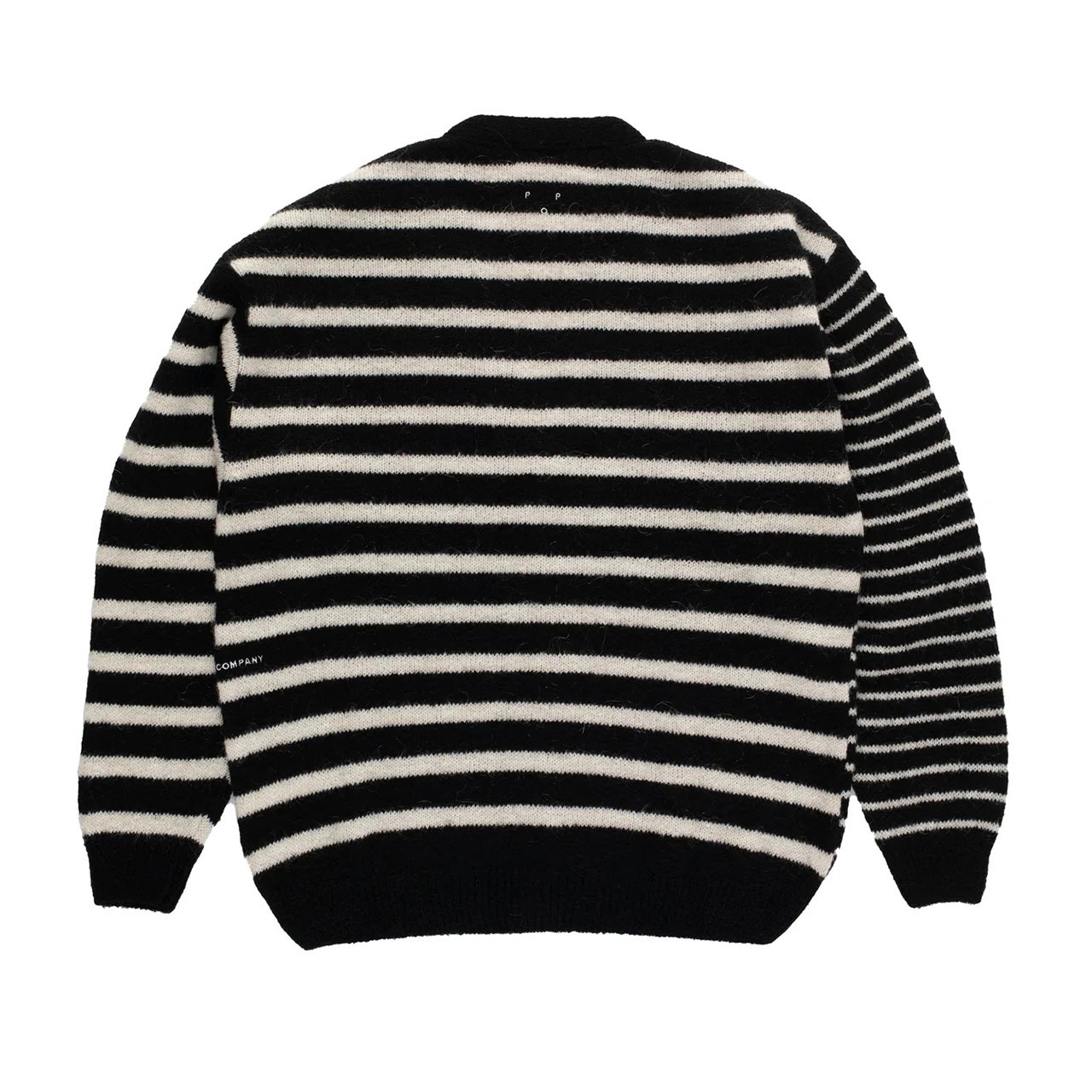 Mohair Striped Knitted Cardigan - Black / White