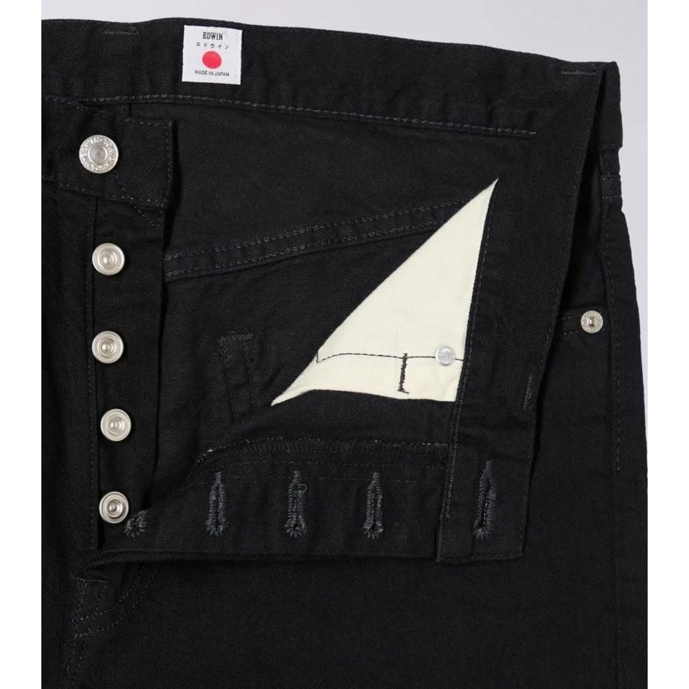 Loose Straight Jeans, 11oz Kaihara Purple x White Selvage - Black Rinsed