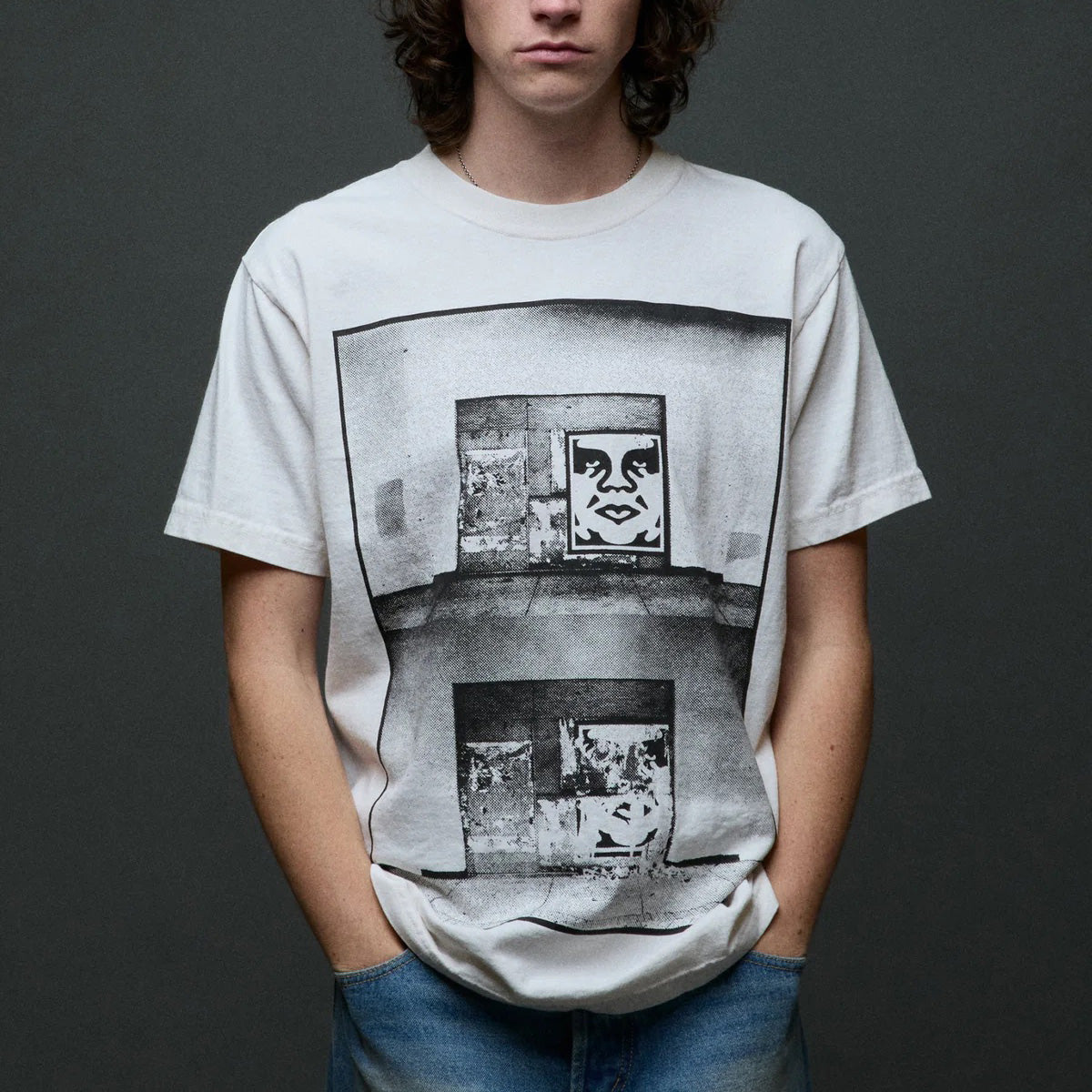 Destroyed Icon Photo Pigment T-Shirt - Pigment Chalk White