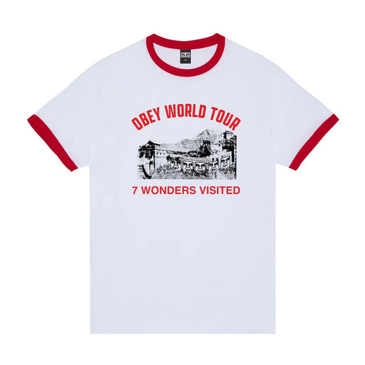 7 Wonders Visited Ringer Tee - White / Red