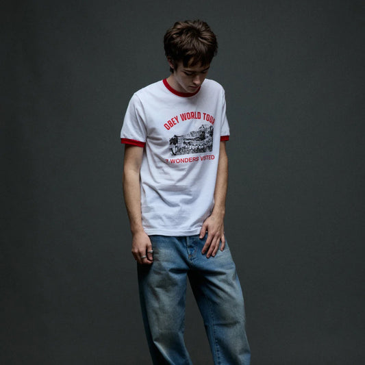 7 Wonders Visited Ringer Tee - White / Red