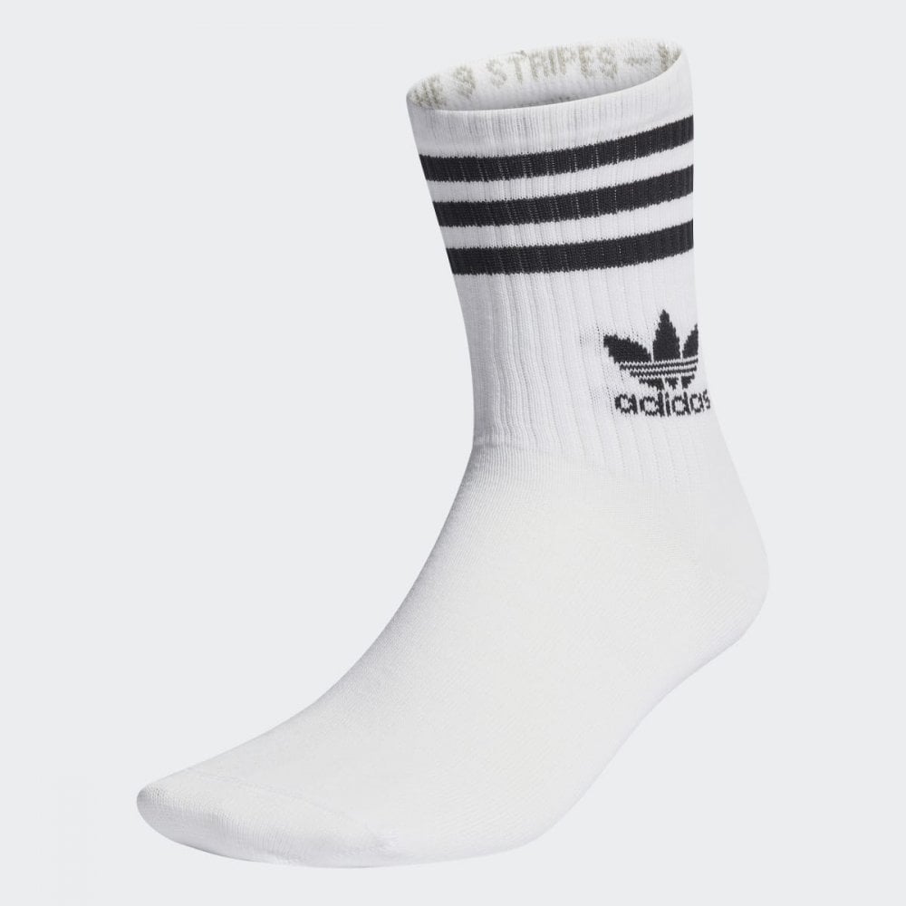 Mid Cut Crew Socks, 3 Pairs - White / Black