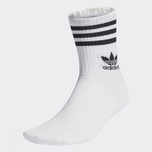 Mid Cut Crew Socks, 3 Pairs - White / Black