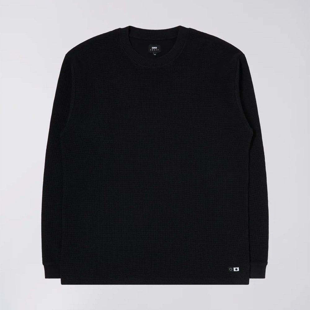 Dizzy Waffle L/S Tee - Black (Garment Dyed)
