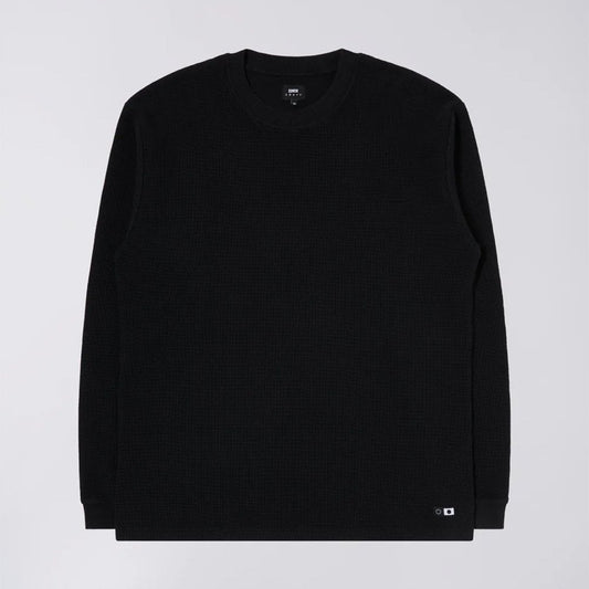 Dizzy Waffle L/S Tee - Black (Garment Dyed)
