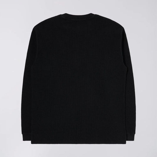 Dizzy Waffle L/S Tee - Black (Garment Dyed)