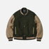 Cowhide Leather Varsity Jacket - Olive