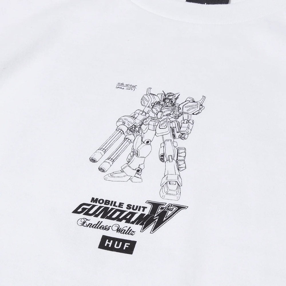 Huf X Gundam Wing Heavy Arms Schematics S/S Tee - White