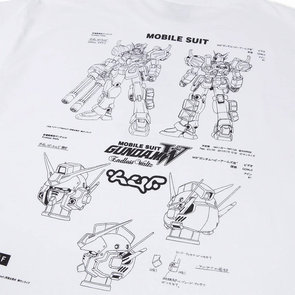 Huf X Gundam Wing Heavy Arms Schematics S/S Tee - White