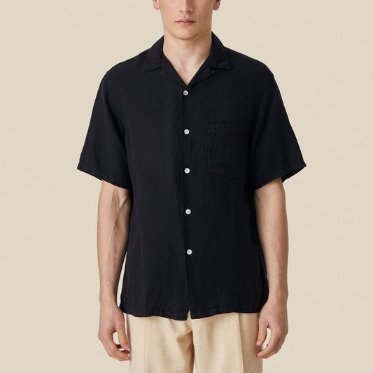 Linen Camp Collar Shirt 25 - Black