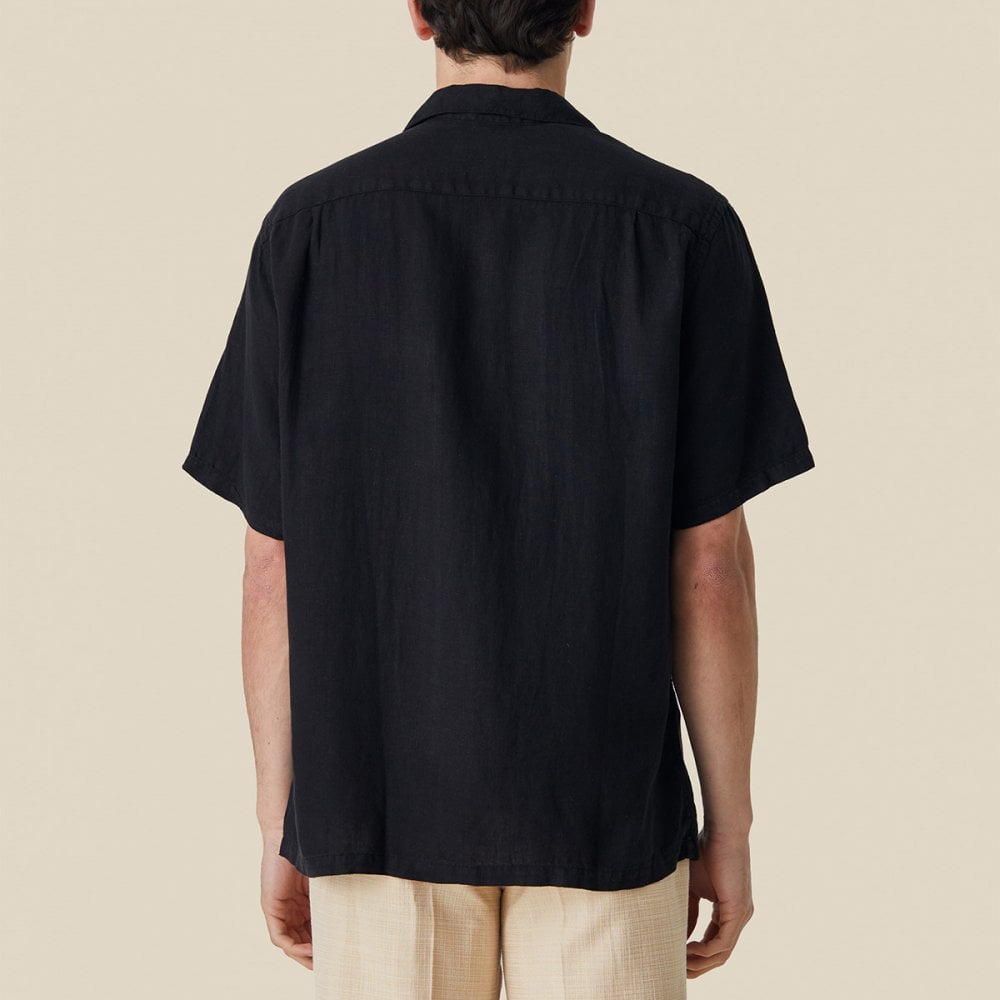 Linen Camp Collar Shirt 25 - Black
