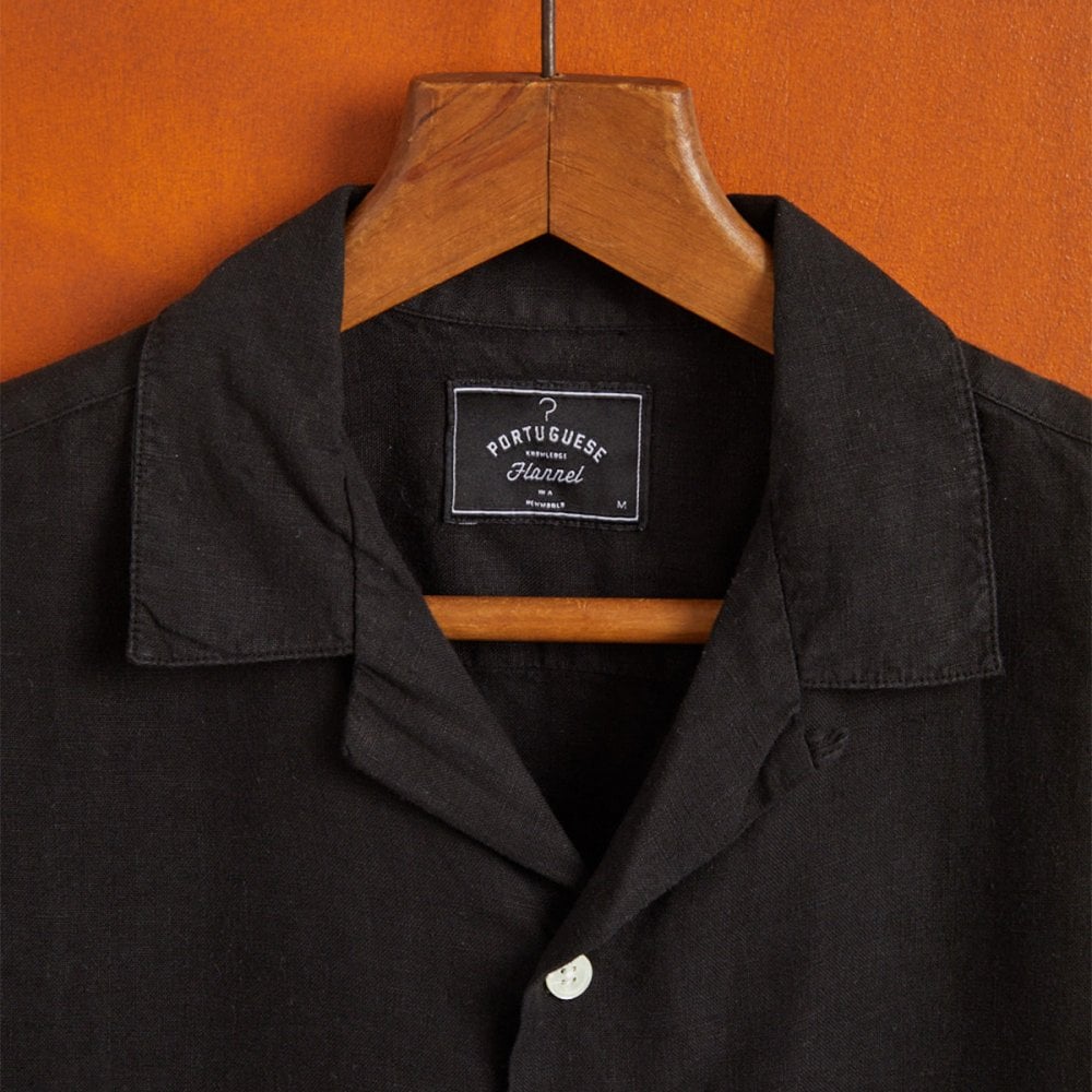 Linen Camp Collar Shirt 25 - Black