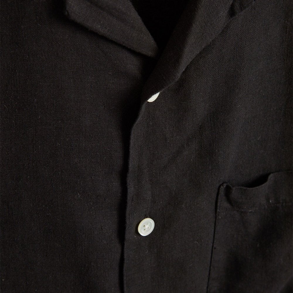 Linen Camp Collar Shirt 25 - Black