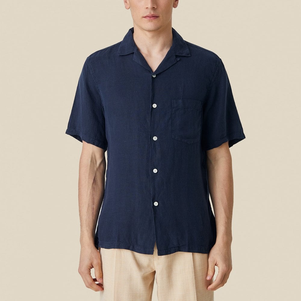 Linen Camp Collar Shirt 24 - Navy