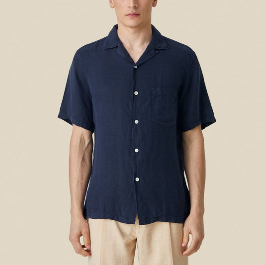 Linen Camp Collar Shirt 24 - Navy