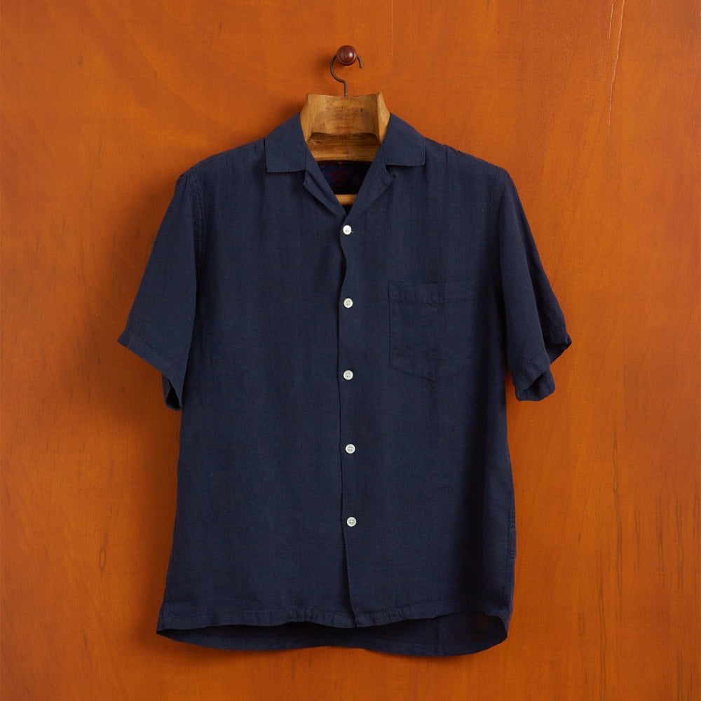 Linen Camp Collar Shirt 24 - Navy