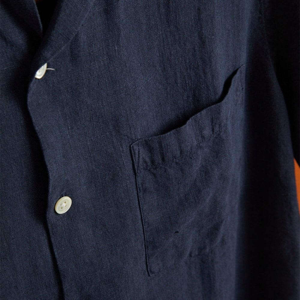 Linen Camp Collar Shirt 24 - Navy