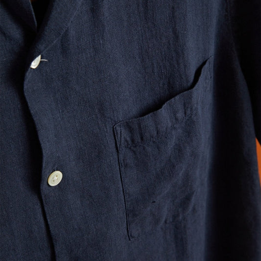 Linen Camp Collar Shirt 24 - Navy