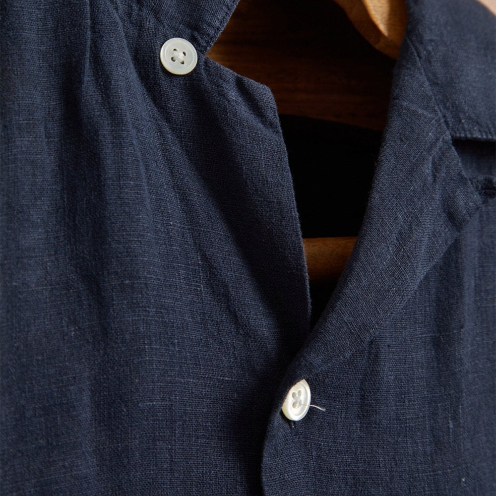 Linen Camp Collar Shirt 24 - Navy