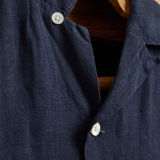 Linen Camp Collar Shirt 24 - Navy
